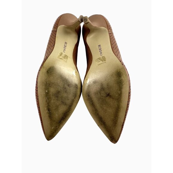 BCBGirls Darren Dark Wheat Leather Cut-Out Pointy Toe Heels w/ Bow Size 9M READ! - Picture 7 of 13
